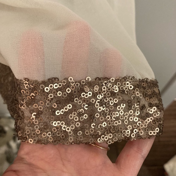 Women’s White/Cream Coloured, Flowey Tank Top with Sequin Trim, Size Small - Picture 3 of 3